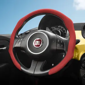 For FIAT NAPPA Perforated Leather Steering Wheel Cover Anti-slip Breathable Quick-install Design All-season For 500/Panda/Pandina/Tipo/Egea/Strada/Pulse/Cronos/Mobi/Argo/Fiorino/Ducato/Toro/Doblò/500X/600 Black Mocha Brown Orange Red Green White