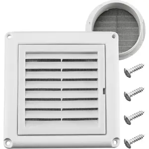 4" Louvered Vent Cover Stops Birds Nesting for Outside Dryer Exhaust Air Vent Cover with 4 Screws for Easy Installation (White)