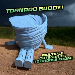Tornado Buddy – Articulating Flexi Storm Figure with Arms & Legs – EF1 to EF5 Twister Collectible 3D Printed – Fun Desk Toy Gift