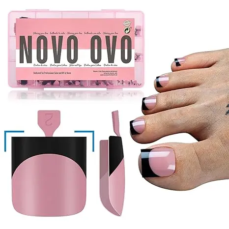 Berry Pink Black French Tip