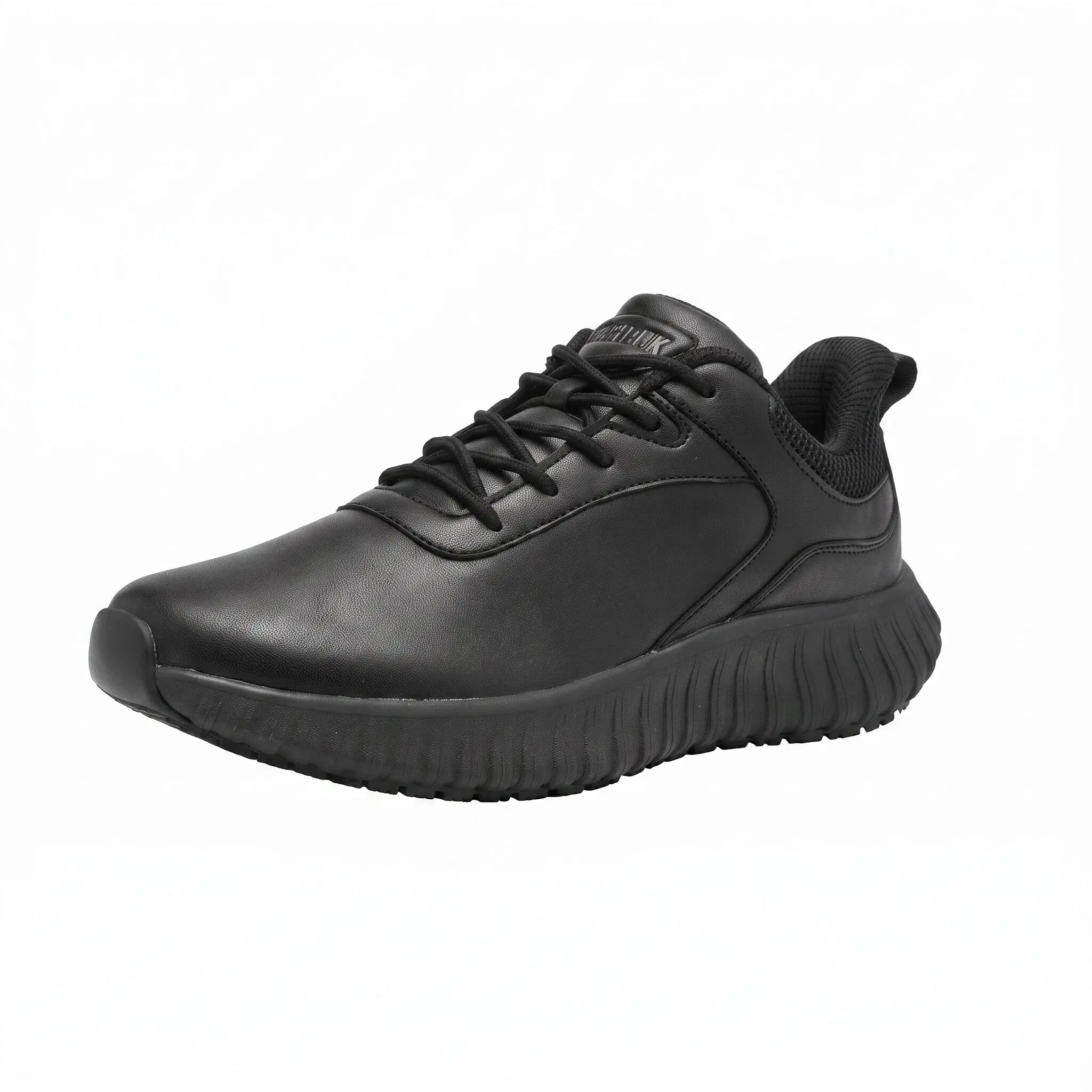Men's Non-Slip Work Shoes - Waterproof, Lightweight, Fashion Casual Sneakers with Laces, Round Toe for Hospital Nursing, Food Service Kitchen Chef, Comfortable Walking Footwear (Black), Plain, Synthetic, Water Resistant, Walking Shoes, Slip-Proof Sole, Wo