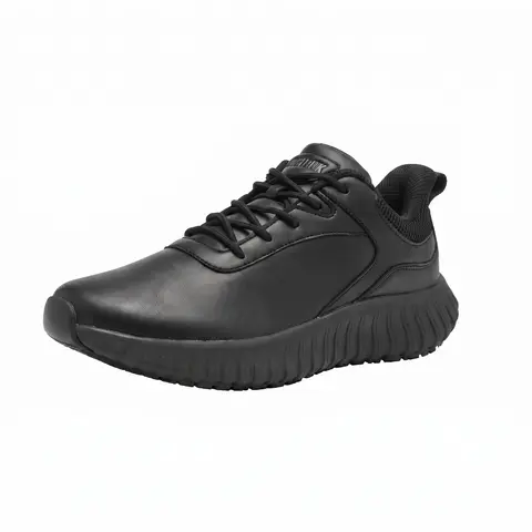 SHULOOK Men's Nonslip Work Shoes - Waterproof, Lightweight, Lace-Up, Round Closed Toe, Plain Synthetic, Durable Construction Footwear for Dining Room Business, Comfortable Walking Sneakers, Hospital