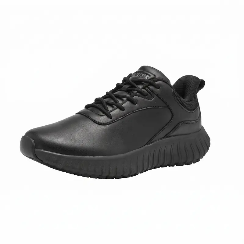 SHULOOK Men's Nonslip Work Shoes - Waterproof, Lightweight, Lace-Up, Round Closed Toe, Plain Synthetic, Durable Construction Footwear for Dining Room Business, Comfortable Walking Sneakers, Hospital