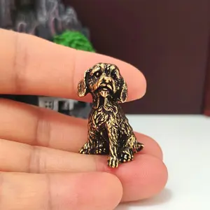 Handmade Brass Creative Golden Retriever Antique Copper Decor, Office Desk Decoration, Gift Craft Collectible Ornament