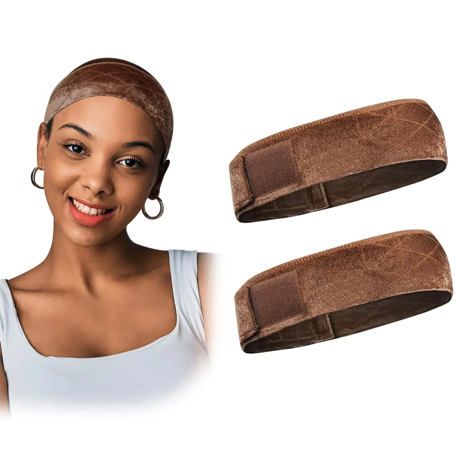 Double-Sided Velvet Wig Grip Headband, Adjustable Non-Slip Secure Accessory for Wigs and Lace Fronts, Soft Hair Headband