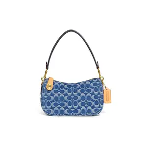 Coach Classic Denim Chevron-Print Quilted Crossbody Bag for Women in Denim Blue