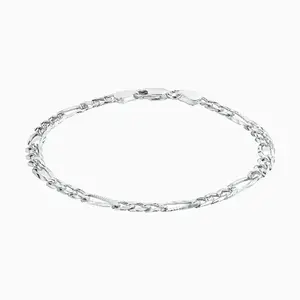 Sterling Silver Italian 4MM 7" Italian Solid Figaro Link Bracelet
