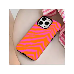 Zebra Mobile Phone Case, Designed With Vibrant Pink And Orange Stripes, Suitable For IPhone 16, 15, 14, 13, 12 And 11 Pro Models, Made Of TPU Material, And Provides Shockproof Protection. .Suitable For IPhone 17 Air