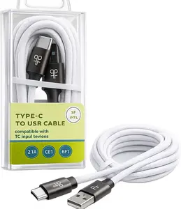Type-C to USB Cable (6ft) - Fast Connection for Smartphone, Cellphone, Mobile & Electronic Devices