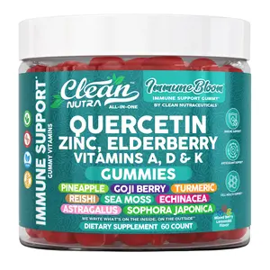 Clean Nutra Quercetin, Zinc, Elderberry, Vitamin A D K & Sea Moss for Immune Support Gummies - Immune Bloom