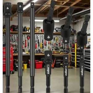 9-Piece Socket Adapter Set with Universal Joints for Power Drills, 1/4"-3/8"-1/2" Driver Compatible, Durable Steel Construction, Versatile Socket Conversion Kit, Secure Fit for Wrenches, Filters & Tools Equipment