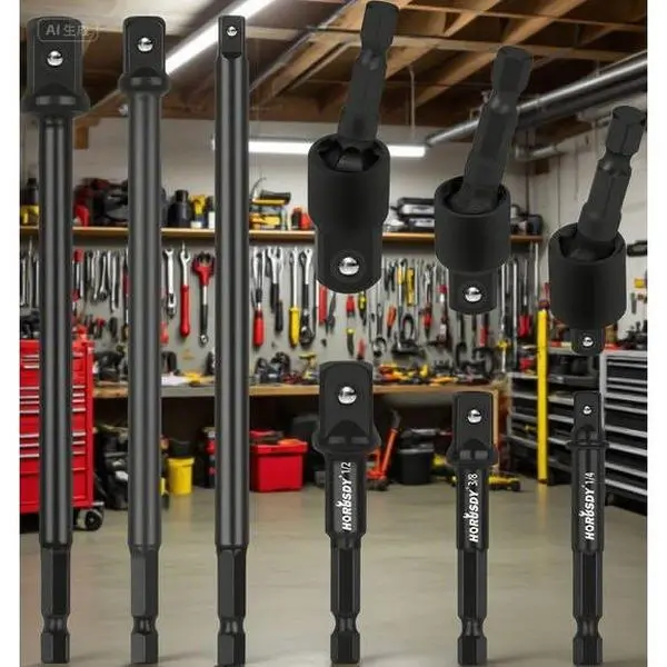 9-Piece Socket Adapter Set, Versatile Socket Conversion Kit with Swivel Joints, Drill Adapter Accessory Sets, Extension, Reducer, 1/4"-3/8"-1/2" Driver Compatible, Durable Steel, Secure Fit for Wrenches, Filters