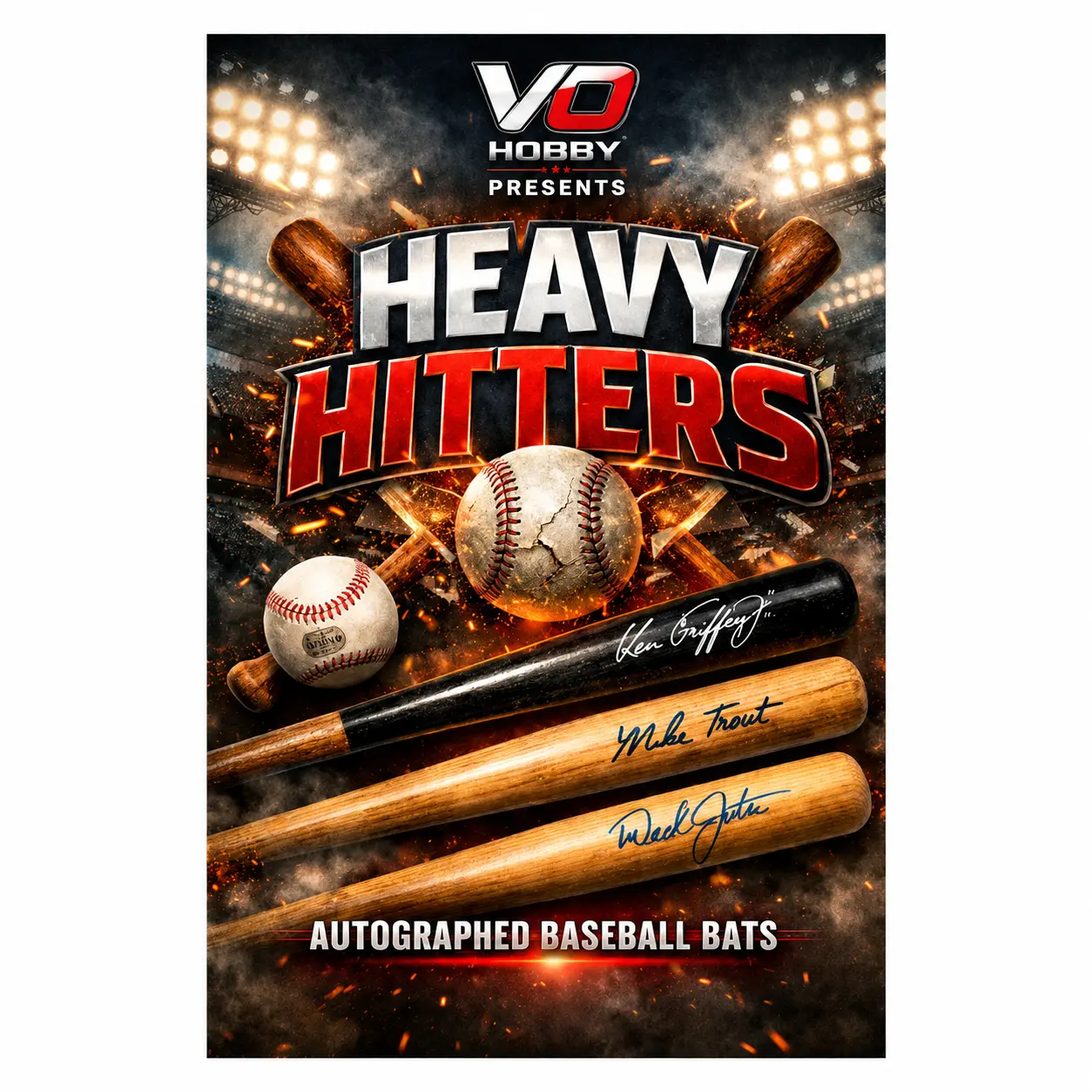"Heavy Hitters" by VO Hobby - Baseball Bat - Signed Sports Memorabilia with COA from JSA, Beckett or Fanatics