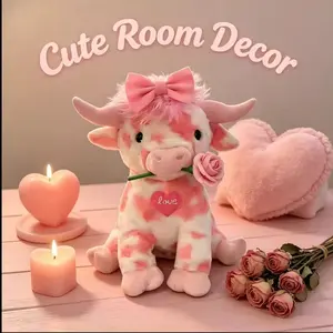 Cross-Border Cow Plush Toy, Cute Highland Milk Cow Stuffed Doll, Valentine's Day Gift, Soft and Cozy Plushie for Kids and Adults