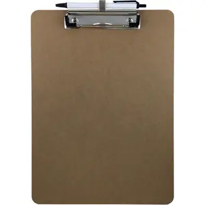 Pen Holder Clipboard, Letter Size, Low Profile Clip, Hardboard Single (Pen Included)