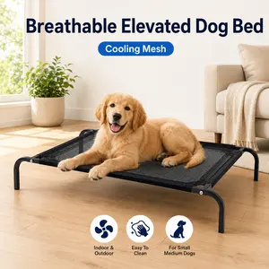 Elevated Mesh Dog Bed - Breathable Cooling Pet Cot, Portable Indoor-Outdoor Dog Furniture for Summer