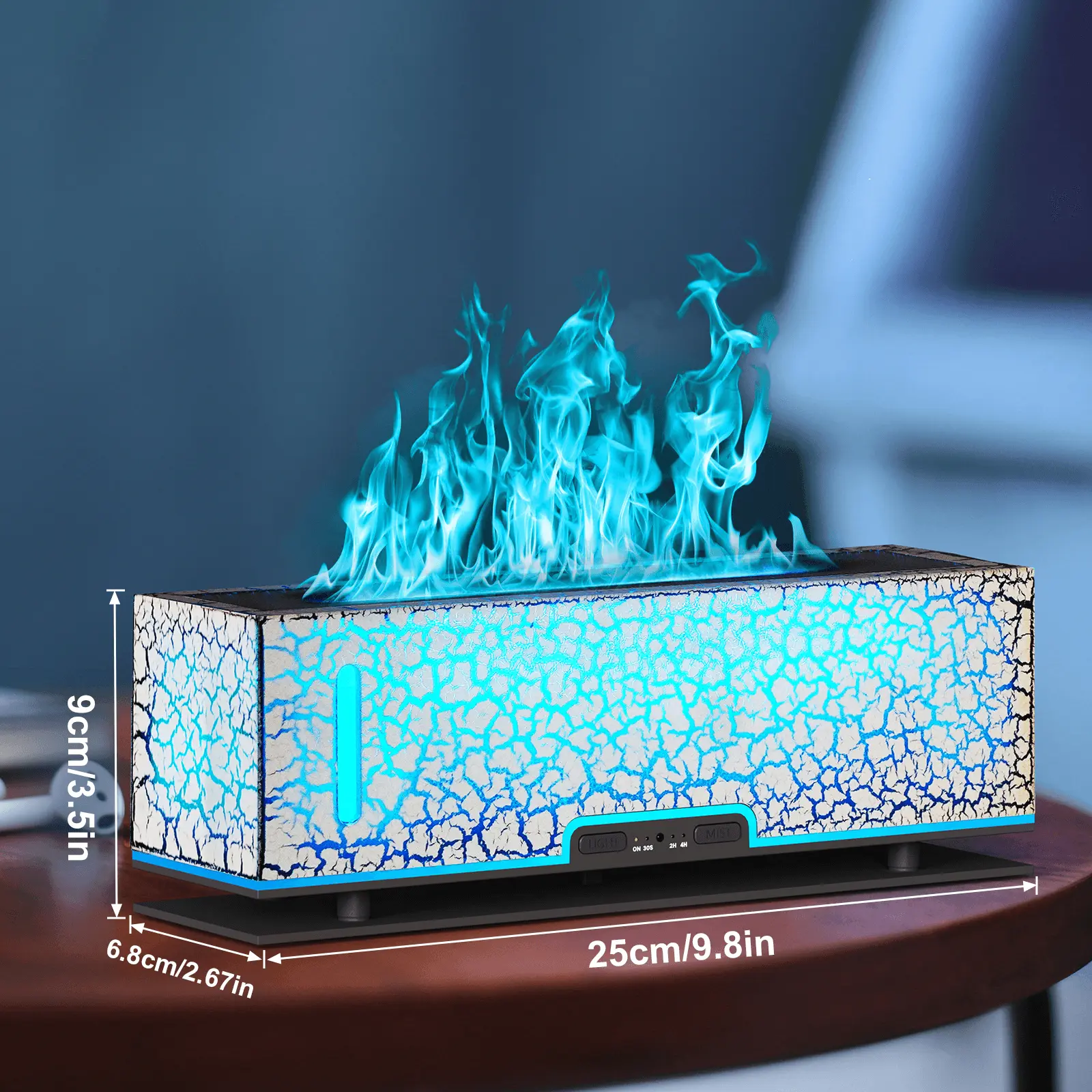 Flame humidifier, essential oil diffuser, aromatherapy, 4 timers, (white crack) Flame humidifier, essential oil diffuser, aromatherapy, 4 timers, (white crack)