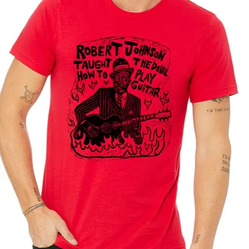 Robert Johnson Woodblock Hand-Printed T-Shirt Cotton Menswear Top