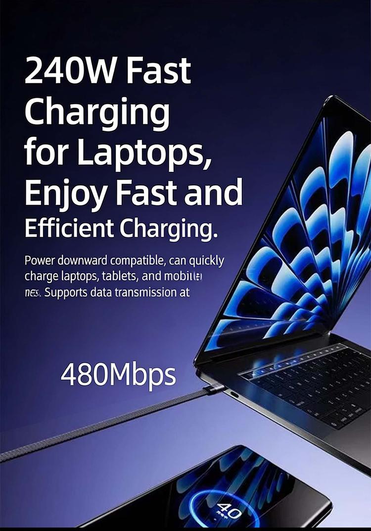 2-in-1 Invisible Phone Stand & Charging Cable, 240W Super Fast Charging Type-C Cable, Portable Hidden Holder Cord for Gaming Office Car Travel, Black Universal Cell Phone Accessory