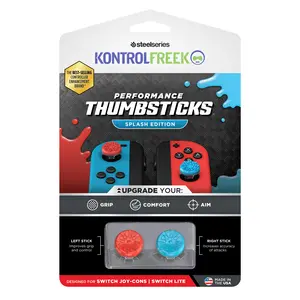 KontrolFreek Splash Performance Thumbsticks for Nintendo Switch Joy-Con Controller | Concave | Blue/Red