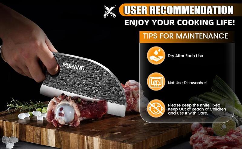 4 Piece Serbian Chef Knife Set with Gift Box, Butcher Knife Set, Hand Forged Kitchen Knife Set Meat Cleaver Boning Knife Viking Knife with Sheaths for Home Cooking Camping Outdoor BBQ