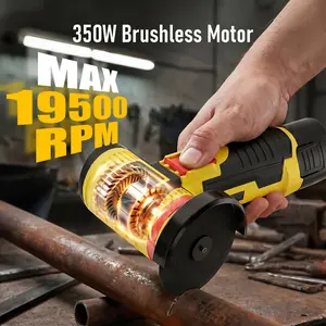 Cordless angle grinder set: 19,500 RPM mini electric angle grinder tool — includes two 12V 2Ah batteries — 3-inch handheld grinding machine — ideal for cutting and sanding metal/wood, working in tight spaces, pipe interiors/corners, furniture gaps, automo