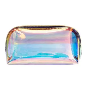 Holographic Makeup Bag Rainbow Iridescent Cosmetic Pouch Clear Toilet Organizer