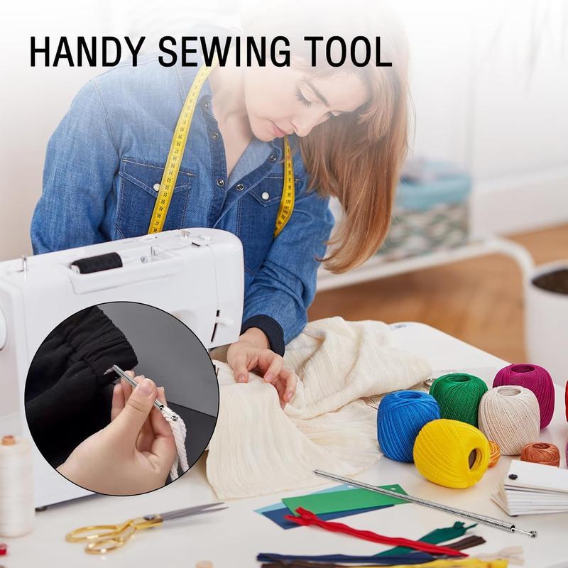 2 PCS Spring Drawstring Needle Threader,DIY Rope Threader Clip,Drawstrings Replacement with Easy Threaders,Drawstring Threader Tool Set,for Drawstring Replacement for Hoodies,Pants