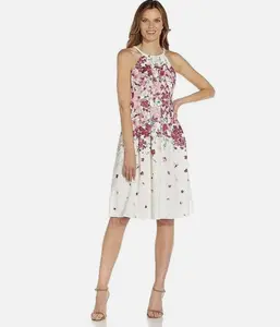 Adrianna Papell stunning bright pink floral sleeveless dress