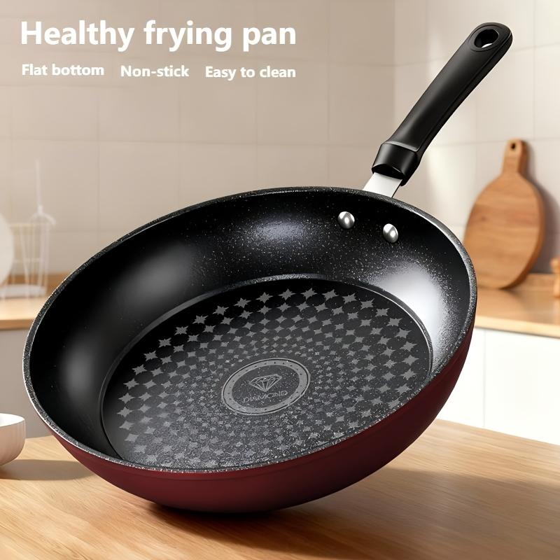 Multi-functional Thickened Flat Pan - Induction & Gas Compatible   Uncoated High-Purity Cast Iron Stainless Steel Multi-Size Frying Set