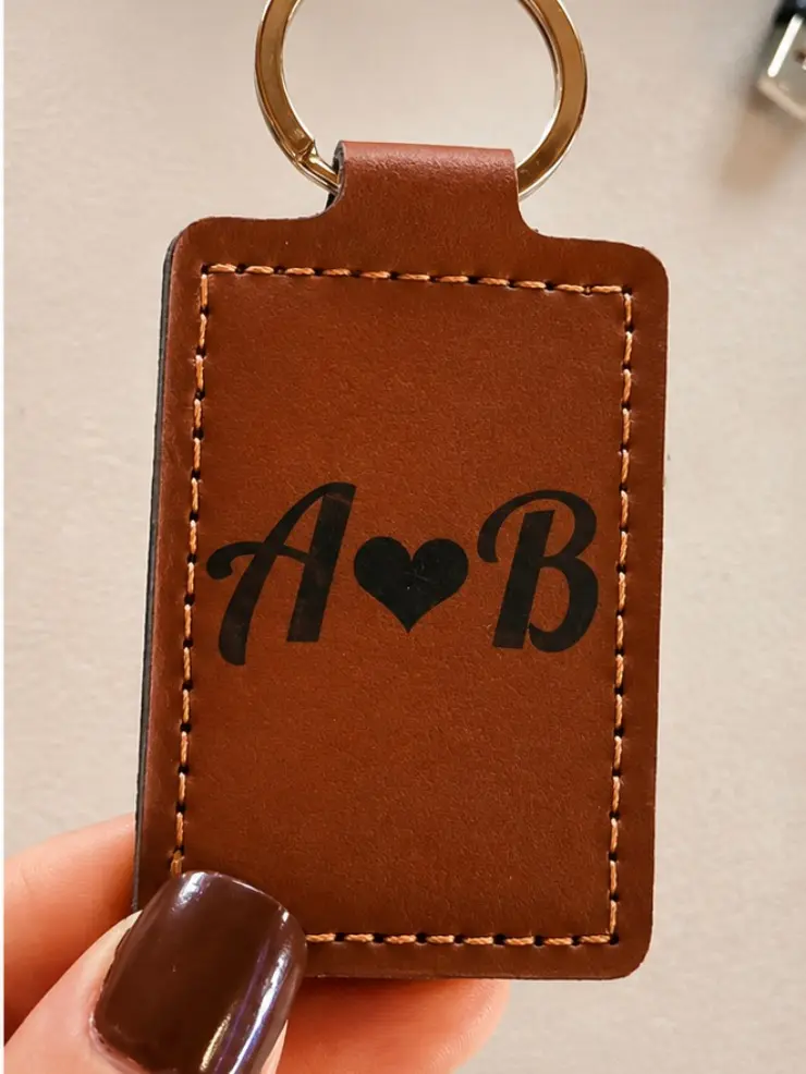 Personalized Leather Card Holder Keychain | Custom Engraved Minimalist Wallet Keychain