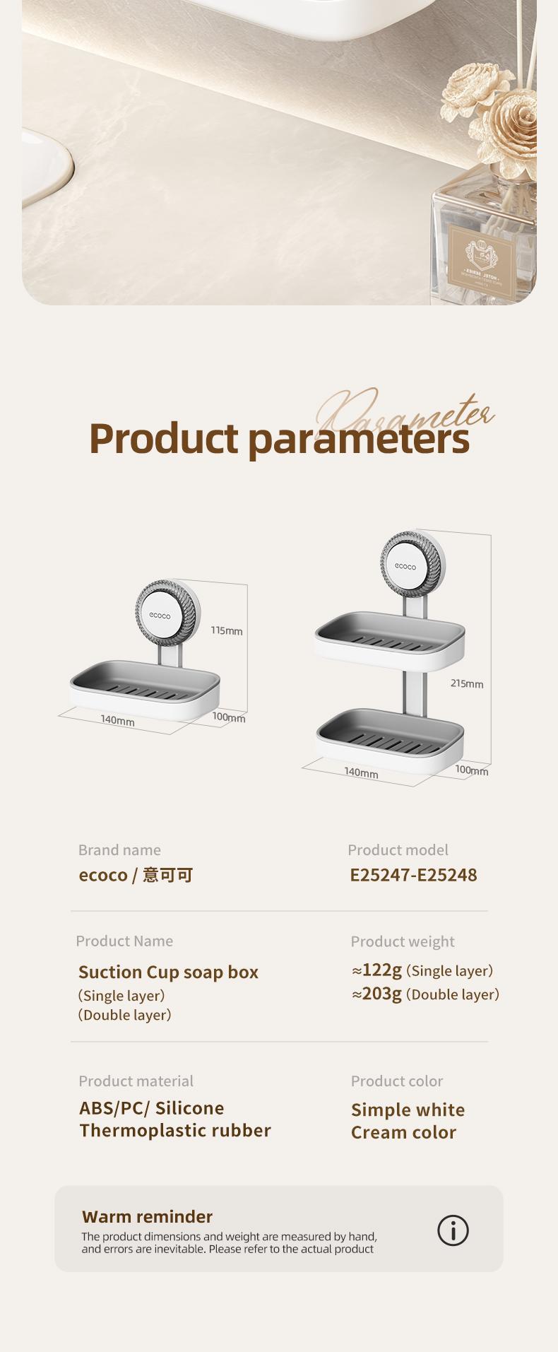 RENEMOS Powerful Suction Soap Holder - Ultra Strong Vacuum Suction Cup Soap Dish - Anti-Rust Soap Case with Dual Hook Design - Reusable & No Tools Needed - High Weight Capacity for Bar Soap, Sponge & Scrubber