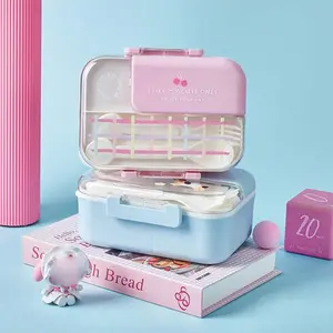 Partitioned Large Capacity Lunch Box, Cute Stainless Steel Sealed & Leakproof Sandwich Container, Ideal for Students & Office Workers