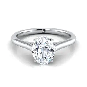 Cathedral Comfort Fit Solitaire Oval Engagement Ring Setting in Platinum