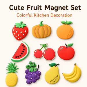 10pcs Cute Cartoon Fruit Fridge Magnets - Strawberry, Apple, Grape and More Adorable Shapes - Soft and Colorful, Suitable for Kitchen, Office, Whiteboard, Fridge, Storage Cabinets - Fun Home Decor, Perfect Gift for Holidays Refrigerator Magnets