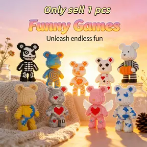 Multicolor Surprise Gift Bear 3D Puzzle Creative Building Blocks Decoration, Home Office Bookshelf Decor, Party Living Room TV Stand Display