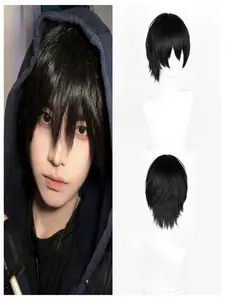 Universal Dome Short Hair Wig, High Temperature Fiber, Rose Net, Easy Wear, Suitable for All Seasons, Cosplay, Party Use, Synthetic Material Wigs