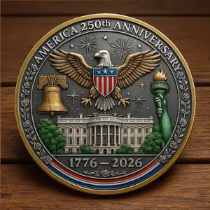 America 250th Anniversary Liberty Bell Commemorative Coin, Patriotic History Keepsake For Men Women, 1776 To 2026 Milestone Souvenir Gift | 250326.C00691.ID03