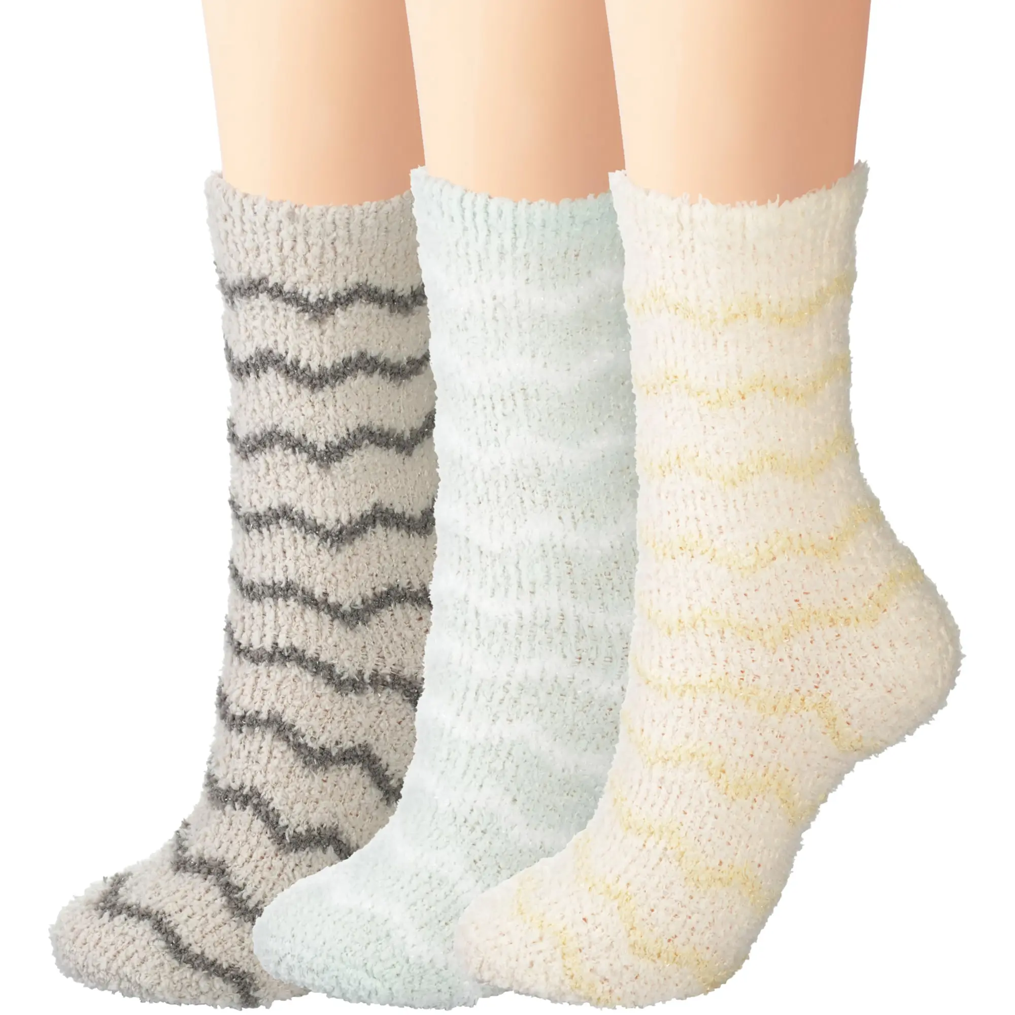 3 Pairs Striped Pink Green Yellow