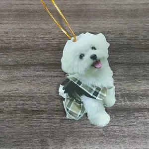 1pc Cute acrylic puppy car decorations are the perfect choice for Christmas trees, couple gifts, home and backpack decorations