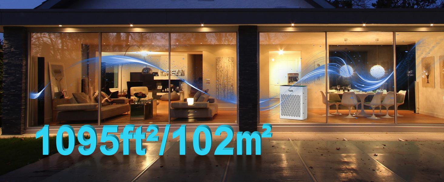 ToLife NEW TZ-K2 Air Purifier for Large Rooms (up to 1095 Ft²). PM 2.5 Display, Auto Mode, Timer, HEPA Filter—removes smoke, pollen, and pet dander!