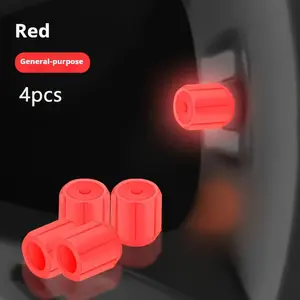 4-Piece Red Glow in The Dark Tire Valve Caps – Luminous and Reflective for Enhanced Night Visibility