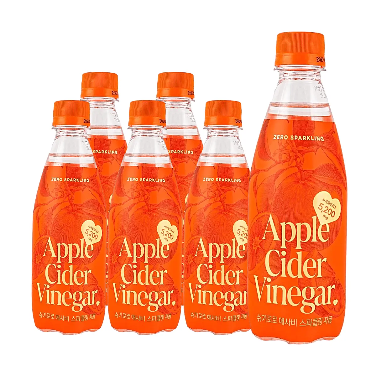 SUGARLOLO Sugar-Free Apple Cider Vinegar Drink - Korean Grapefruit Flavor, 350ml x 6 Pack, Zero Sugar, Zero Calories