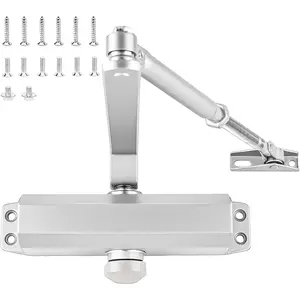 Automatic Heavy Duty Hydraulic Door Closer, Adjustable Speed Self-Closing Soft Close Door Closer, Silver, Fits 121-187lb 23-44in Doors for Commercial and Home Use