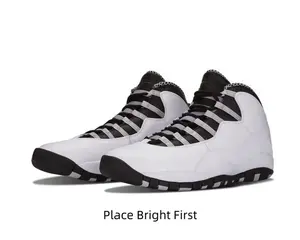 White High-Top Leather Basketball Sneakers with Black Accents and Segmented Rubber Outsole
