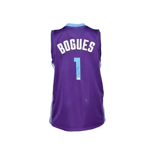 Muggsy Bogues Signed Charlotte Pro Purple Basketball Jersey (Beckett)