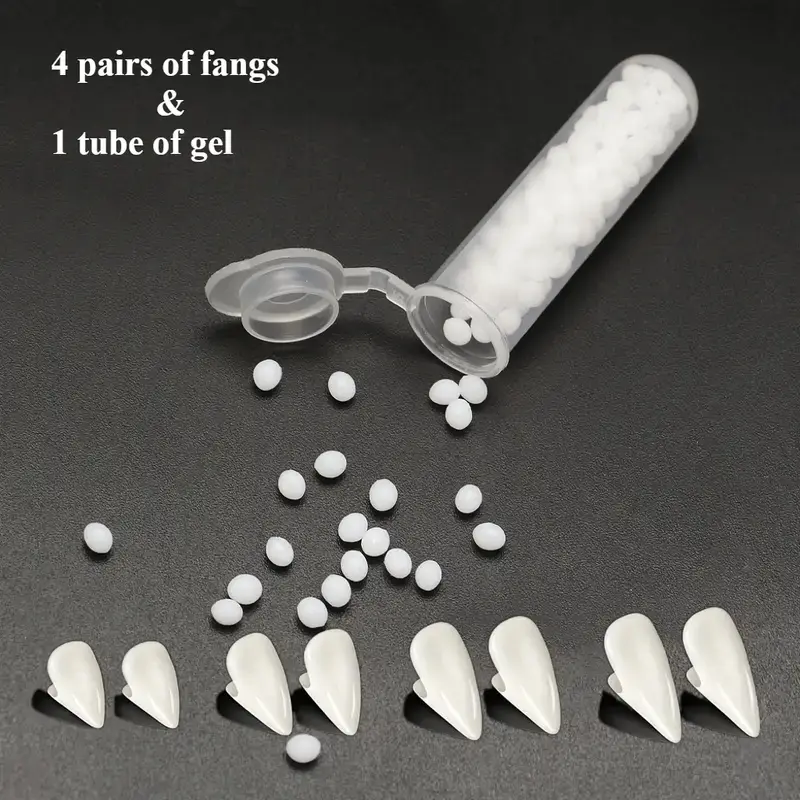 Halloween Vampire Fangs Set, Creepy Resin Role-Playing Teeth Props with Adhesive Gel, ABS Material, for Costume Parties, Cosplay & Party Events