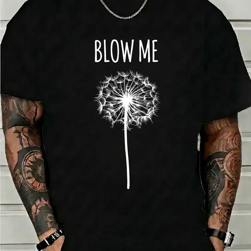 Funny Blow Me Dandelion Flower Puff Quote T-Shirt for Men Women Gifts Graphic Hoodies