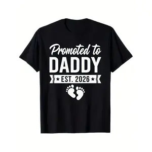 Men'S Promoted to Daddy EST 2026 Baby Feet Graphic T-Shirt - 100% New Dad Announcement Gift, Funny Pregnancy Reveal Shirt with Footprints & 2026 Due Date
