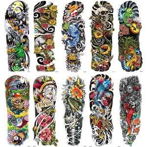 10-Piece Colorful Temporary Tattoo Set, Fake Tattoos, Waterproof Realistic Skull Fish Body Art Stickers for Men & Women, Fun and Stylish Body Decor, Waterproof Realistic Tattoos